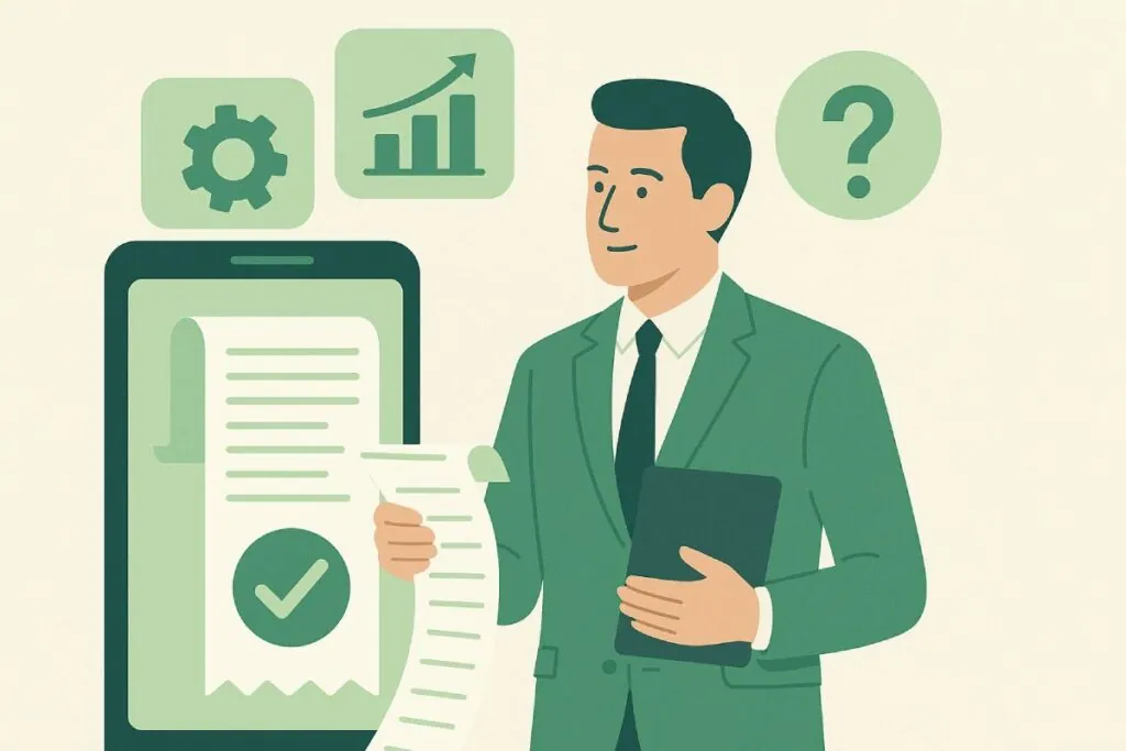 Executive reviewing mobile receipt automation tools