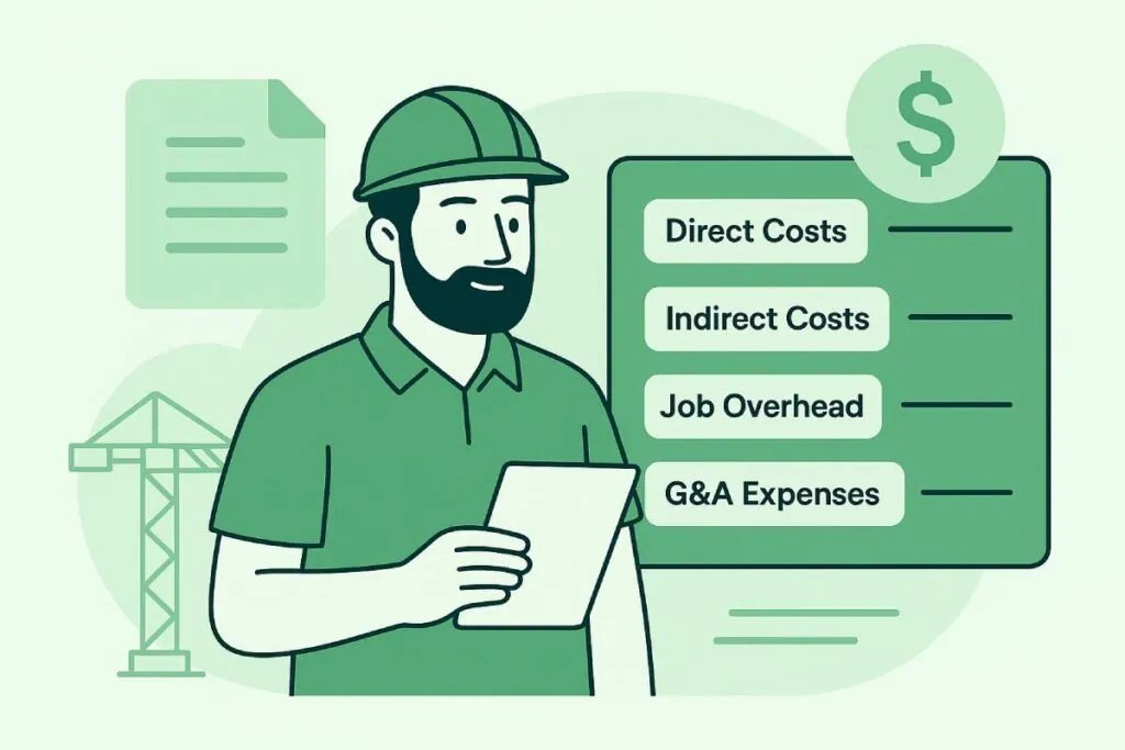 Organizing direct and indirect construction expenses