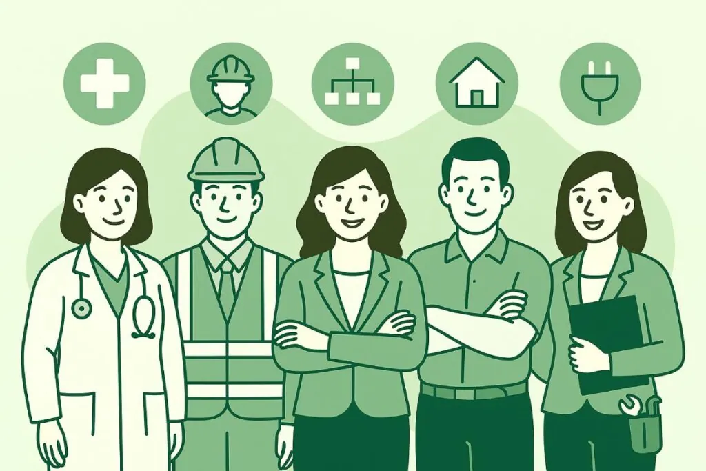 Diverse team representing different business sectors