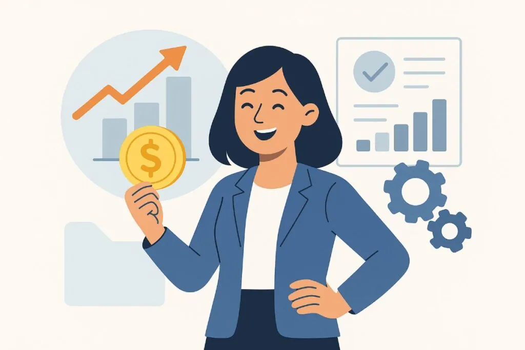 Confident professional presenting ROI growth