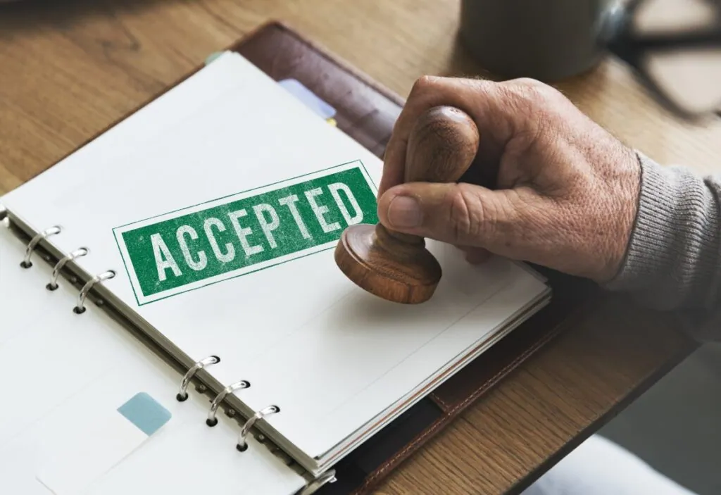 Hand stamping accepted on document