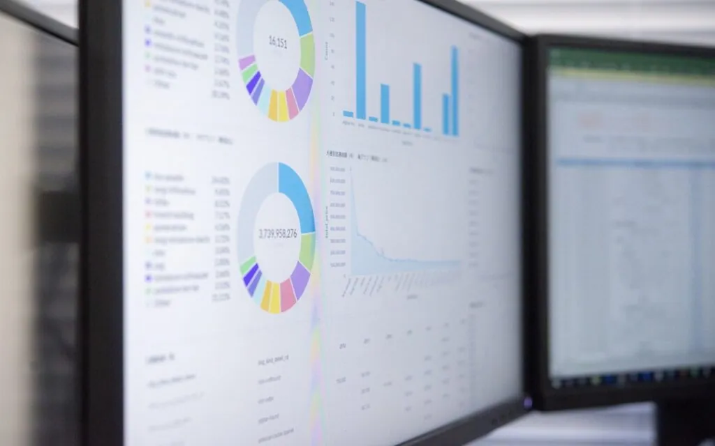 Charts and graphs displayed on a monitor