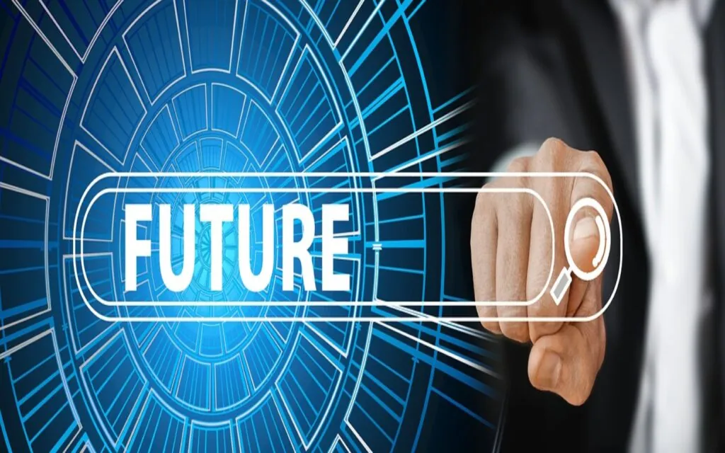 Hand pointing to search bar with "Future" text