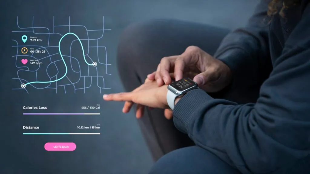 Person tracking fitness progress on a smartwatch