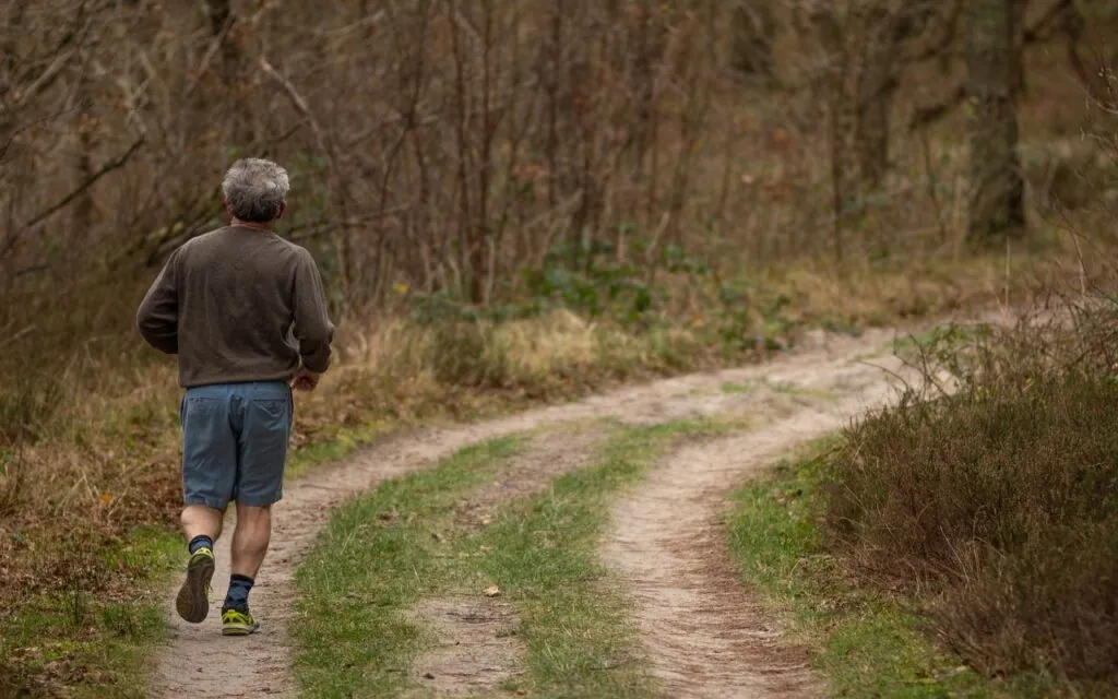 Man walking on a forest path