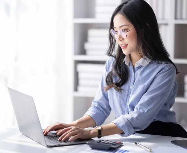 Accountant working on financial reports